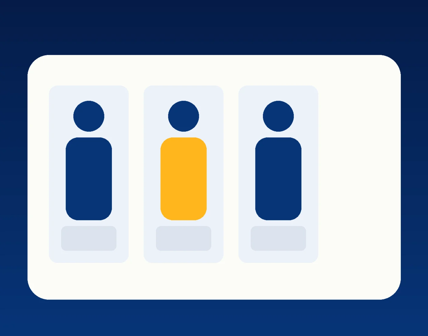 Past Master illustration of three learners with the middle learner highlighted in gold